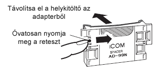 Csatlakoztassa az BC-119N/BC-121 dugóit (1) az AD-101 töltő betéthez a konnektorokkal, majd szerelje bele az adaptert a töltőbe a készülékkel szállított csavarokkal.