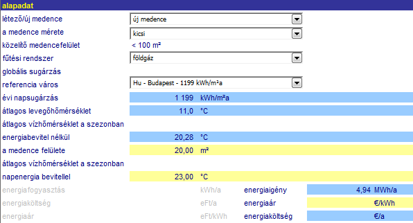 2.3 A harmadik lépés: az alapvető adatok Most kell megadni az alapvető adatokat. Először is meg kell adni, hogy ez egy tervezett új medence, vagy egy meglevő medence.
