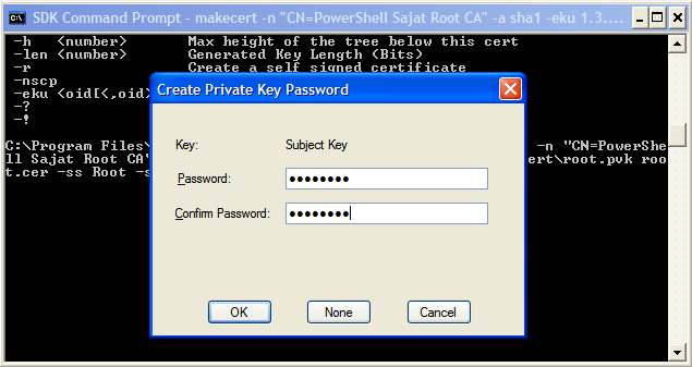 Szkriptek makecert -n "CN=PowerShell Sajat Root CA" -a sha1 -eku 1.3.6.1.5.5.7.3.3 -r -sv c:\cert\root.pvk c:\cert\root.