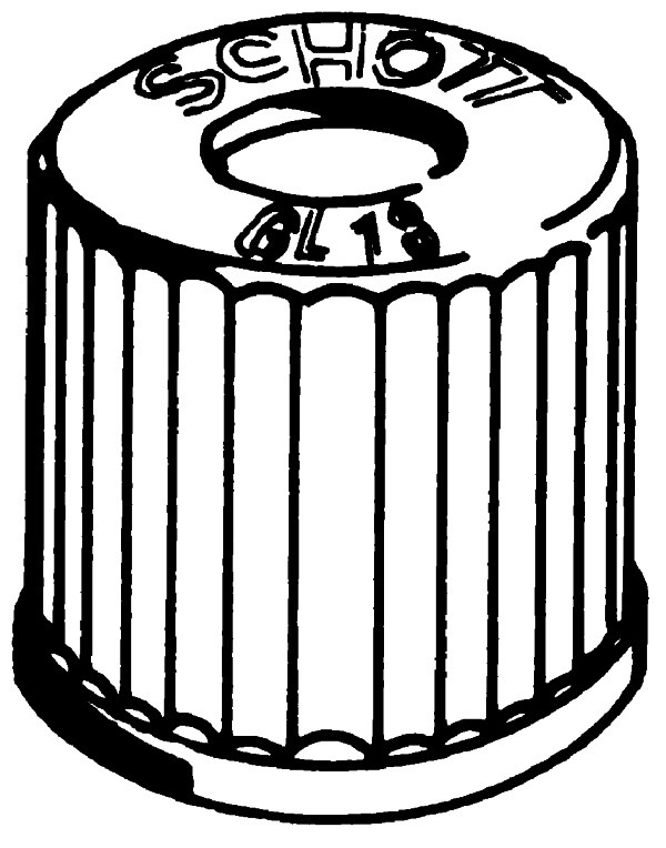 Menetes zárókupak PBT, piros, PTFE bevonatos tömítéssel, 180 C-ig hőlégsterilizálható Kód GL d (mm) h (mm) 29 240 08