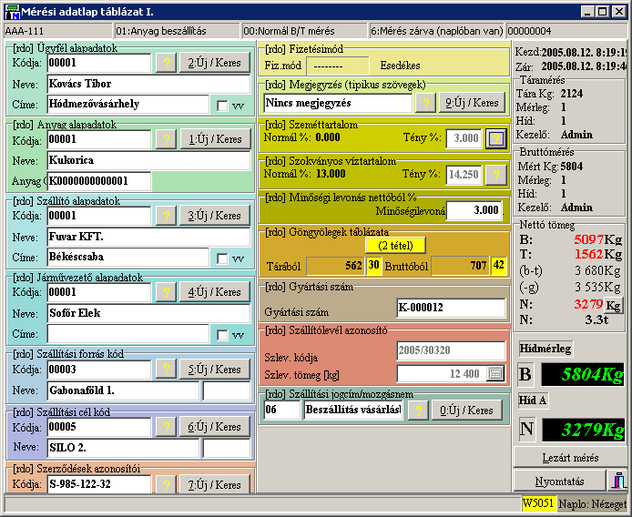 52/30 Jármű Mérlegelő Program METRISoft KFT 9.6.1.