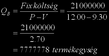 (a) A működési profitráta meghatározása Profitráta Forgalom = Működő eszközök megtérülési rátája (b) Az adott kibocsátáshoz tartozó árbevételi szint kiszámítása (c) Az EBIT számítása (0.