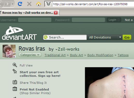 1-3: An English page about rovas tattoo, by using the word rovas for denoting the script: http://zsilworks.