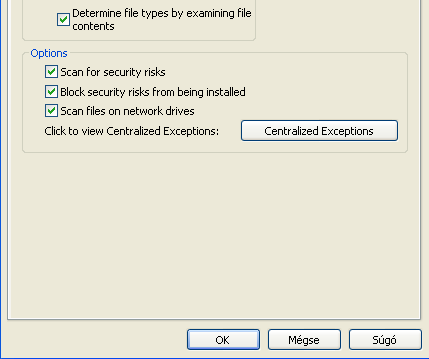 A Symantec EndPoint Protection beállításai - 2. A fájlrendszerek védelme Gyorsíthatja az ellenőrzést, ha az "All type" helyett a "Selected"-et választjuk.