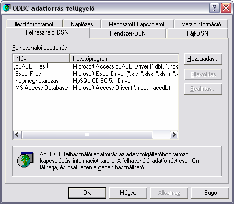 A GSM adatbázis és a Matlab közötti kapcsolat felépítéséhez a www.oracle.