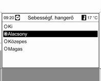 134 Infotainment rendszer Hangzás optimalizálása egy adott zenei stílushoz Hangerő-beállítás Navi 600 Maximális bekapcsolási hangerő Sebességfüggő hangerő Válassza az EQ (Hangszínszabályzó):