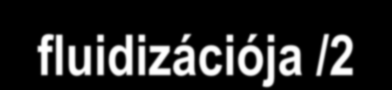 Önálló részecske fluidizációja /2 Fluidizáció beindítása: A részecskék nyugalomban vannak (v=0) Akkor indul el a fluidizáció, ha (u-v) = konstans, azaz u elér egy a konstansok által meghatározott