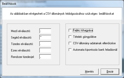 Ezen egyedi adatátadó szoftver indítása az Adatátadó rendszer (CSV) elnevezésű ikonnal történik.