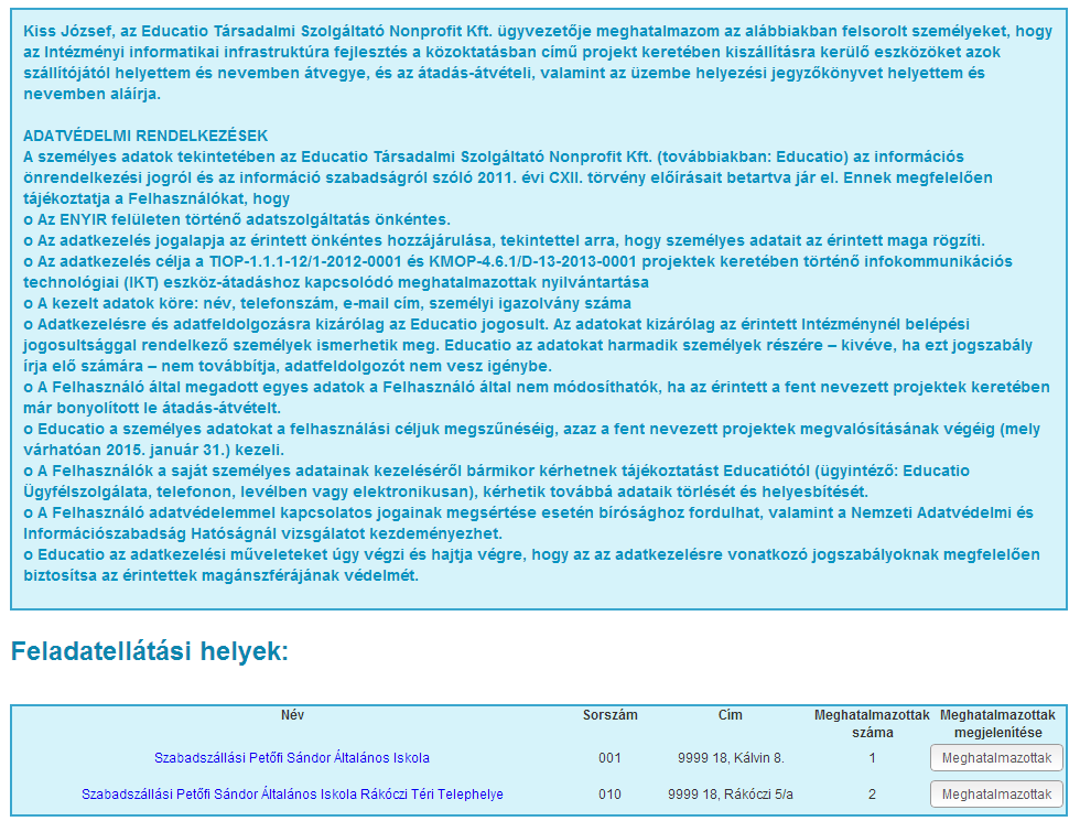 1.1. Intézményi szereplő bejelentkezése Intézményi szerepkört választva a képernyőn még egy szövegmező jelenik meg, ahol intézményi felhasználó esetén az intézmény OM azonosítóját is meg kell adni.