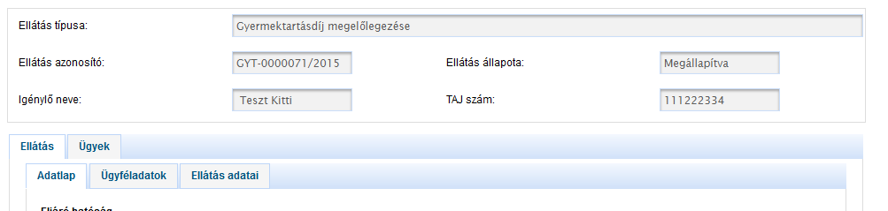 Megjelenik az ellátás.