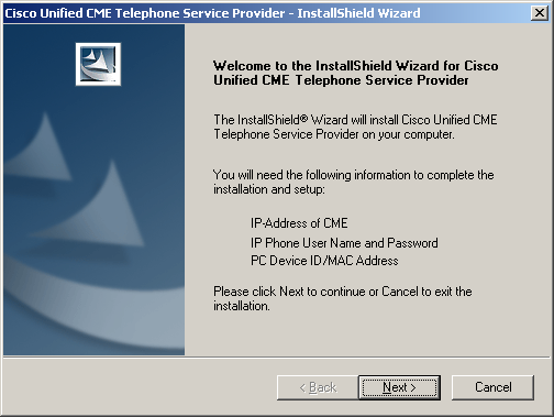 Programok telepítése Cisco Unified CME Telephone Service Provider telepítése