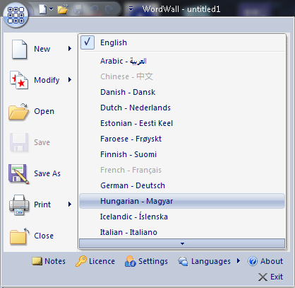 7.2.2 A WordWall használata A WordWall program telepítése után érdemes elsőként a nyelvet beállítni.