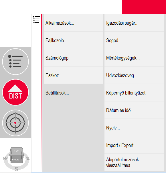 A 3D Disto csatlakoztatása az eszköznek WLAN-on, USB kábelen keresztüli csatlakoztatásához vagy lecsatlakoztatásához.