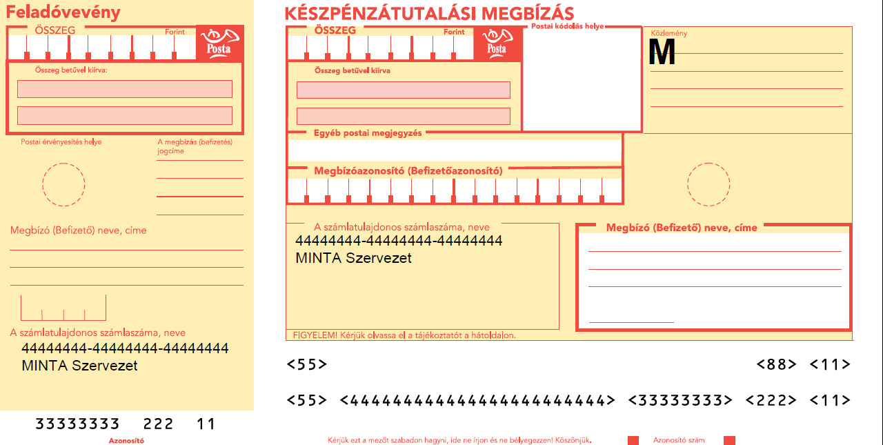 Készpénzátutalási megbízás alapmegszemélyesítése 1/A. sz.