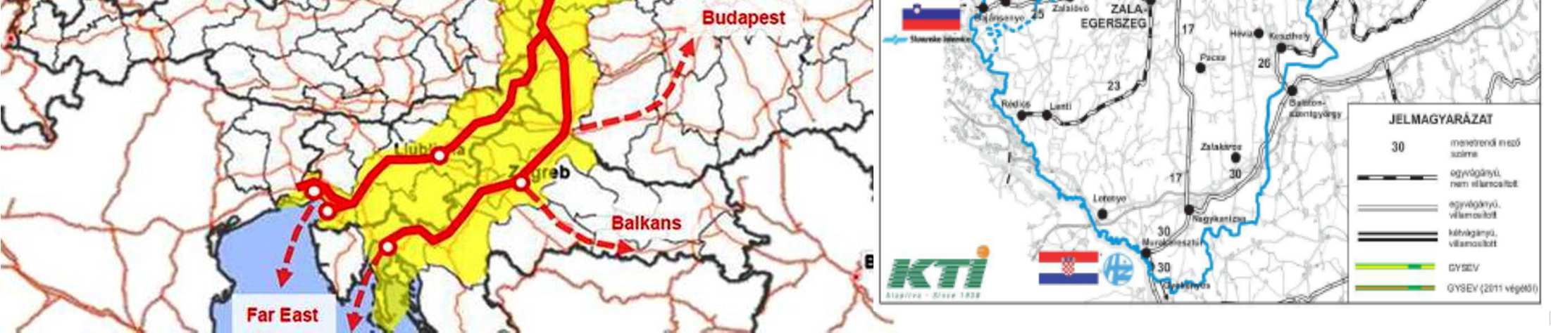 SETA- Corridor: Railway Network and Project Area A lényeg: az É-D-i szállítási folyosóban az infrastruktúra ésszerű fejlesztésével a területi gazdasági