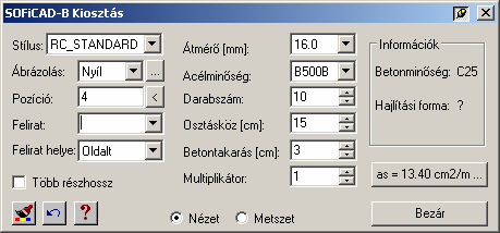 A vasbetétek kezdőpontját szintén igazítsuk a korábban már megmutatott kontúrhoz, tehát kattintsunk a borda alsó kontúrjára (P4) úgy, hogy a szálkereszt origója a kontúr fölött legyen.