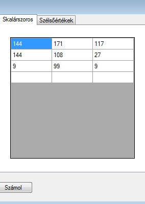 Windows Form (szerző: Radványi Tibor) 18.43. forráskód. Transzponált számítása private void Transzponalt() int i, j, szam; datagridtr.rows.