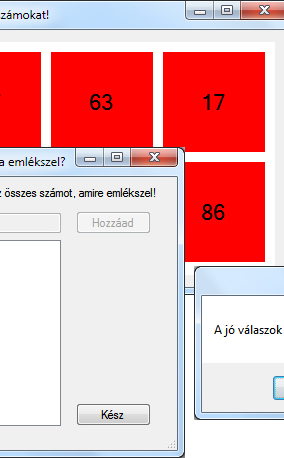 Windows Form (szerző: Radványi Tibor) 18.58. forráskód. Játék indítása és kiértékelése private void BT_Indulhat_Click(object sender, EventArgs e) int db = (RB_szam6.Checked)?