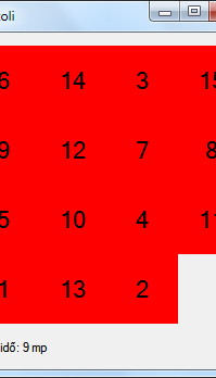 Windows Form (szerző: Radványi Tibor) 18.45. ábra. TiliToli játék Magyarázat: A játék lemezkéit egy-egy dinamikusan létrehozott label komponens valósítsa meg.