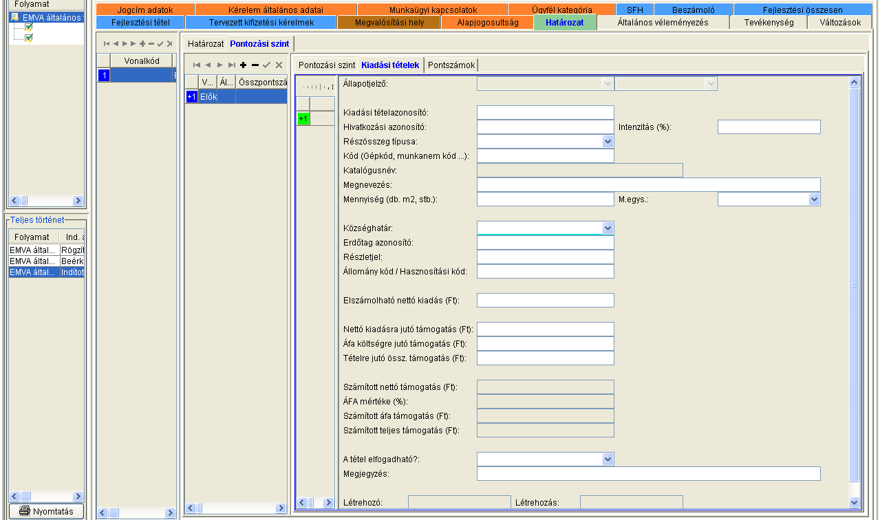 Ezeket az adatokat úgy kell feltölteni, hogy mind az ügyintézők, mind az ügyfelek számára egyértelmű legyen, hogy a pontozási szint, illetve a kiadási tétel milyen támogatási egységet takar.