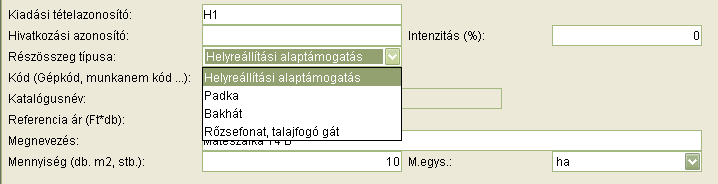 - Kitöltése: Ügyintéző tölti ki. - Lehetséges értéke: Ennél a jogcímnél 100-at kell beírni. Részösszeg típusa: Mező általános jelentése, alkalmazása: A mezőben az adott kiadási tételt kell megadni.