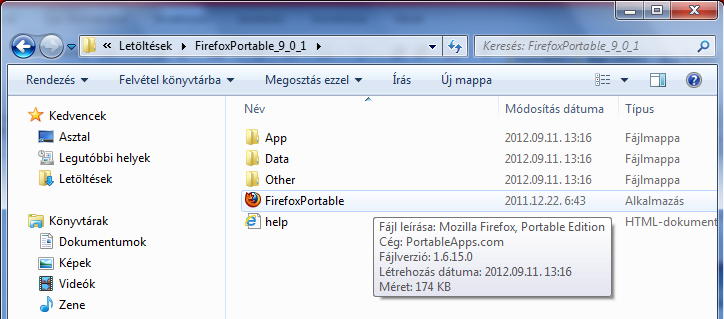 3. Másolás után létrejön a FirefoxPortable_9_0_1 mappa: 4.
