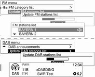 Infotainment rendszer 109 DAB menü DAB hírek (csak A típus) A DAB menüben, a TUNE forgatógomb forgatásával lépjen a DAB announcements (DAB hírek) menüponthoz, majd nyomja meg a MENU gombot.