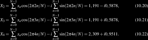 Esettanulmány: Jelfeldolgozás, diszkrét Fourier-transzformáció (9.17) A harmadik, negyedik és ötödik együttható: (9.18) A Fourier-transzformált tehát (9.