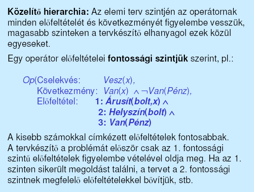 Tervkészítők kényszerei: Erőforráskényszerek mértékek használata - számszerű mértékek bevezetése a tervkészítés folyamatába - a mértékeket speciális függvényekkel állítjuk elő a megfelelő objektumok