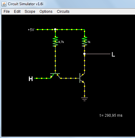 TTL Inverter szimulációja A http://www.falstad.com/circuit/ címen elérhető áramkör szimulátor segítségével vizsgáljuk a kapcsolás működését!