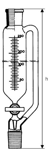 Csepegtető tölcsér, üvegcsappal, osztással Dropping funnels, cylindrical, graduated with standart ground cone, with stopcock Tropftrichter zylindrisch, mit Teilung, -Kern und Hahn Inhalt Dugó és Tok