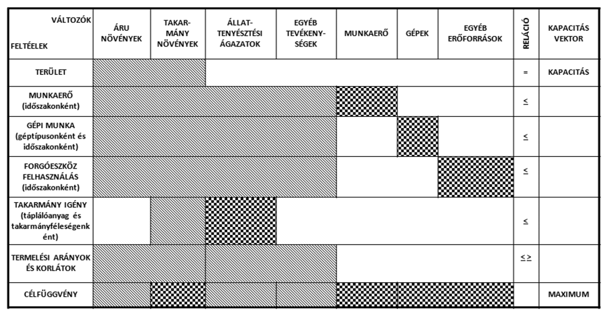 A célrealisztikus modell a termelési szerkezet és bizonyos termelési források együttes optimalizálására kialakított modell (Tóth, 1973, 1981).