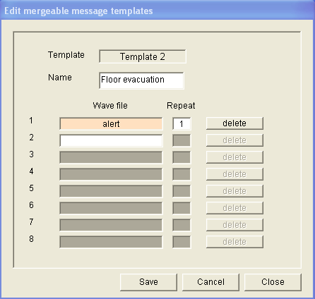 28 hu Konfiguráció Plena VAS configuration Ábra 4.10: Példa (3. lépés) Válassza ki a figyelmeztető hangjelzést a Wave fájl szövegbeviteli mezőből az 1. sorban.