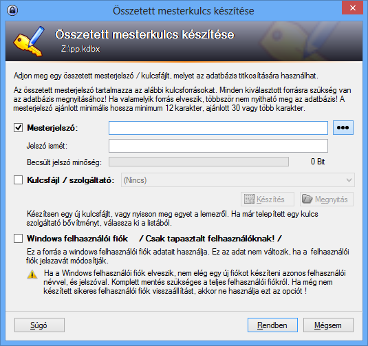 KeePass Új adatbázis