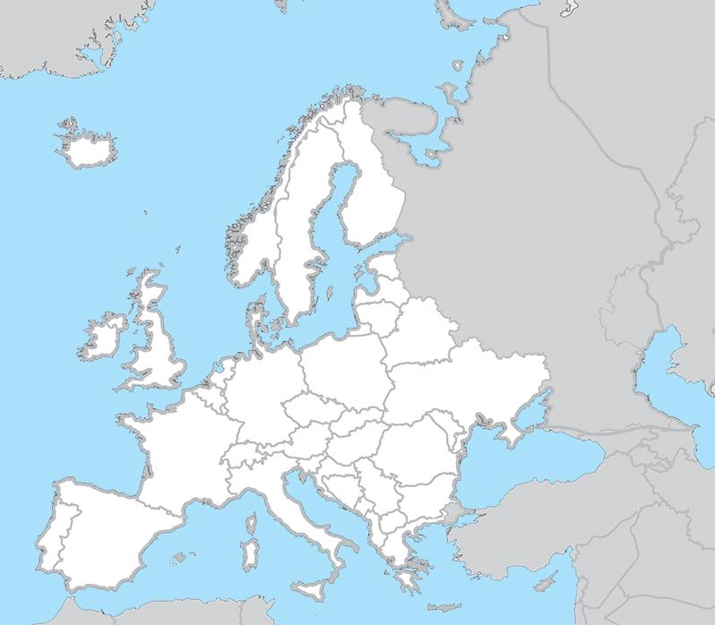 Színezd ki az alábbi vaktérképeken Európa, Ázsia, Afrika, Észak Amerika és Dél - Amerika országait úgy, hogy minden egymással határos ország különböző színű legyen,