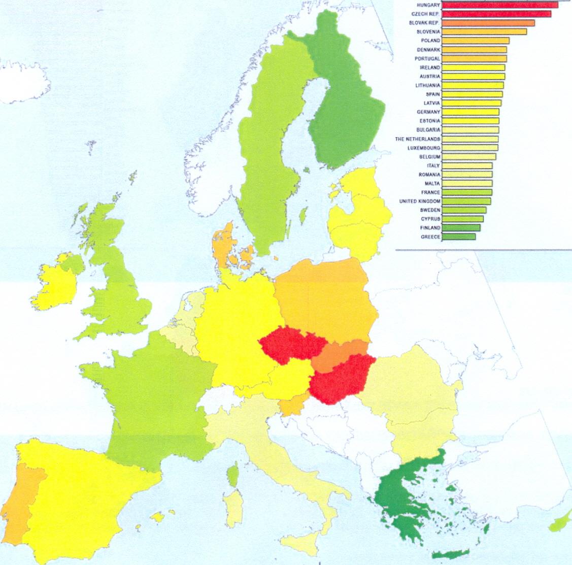 Colorectal cancer mortality in men in the EU Member