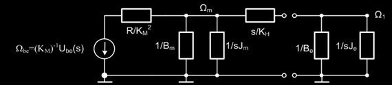 DC motor hajtóművel egybeépített modelljei Ebben az esetben is az első modellnél felvázolt impedancia kapcsolásból kell kiindulnunk, amelyben a motor hajtómű egység minden impedanciája megvan.