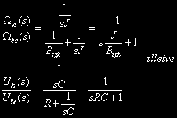 A modellezés szerepe a mechatronikai tervezésben Nézzük egymás mellett a két rendszer matematikai modelljeit, ti: átviteli függvényeit, amelyeket az impedancia módszerrel, keresztváltozó osztó