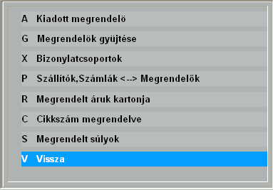 11.2. Megrendelő kiadása (P) Önállóan, illetve az előző menüponttal összekötve is alkalmas megrendelések készítésére, nyomtatására, a beérkezett számlák és szállítók