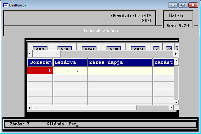 21.8. Időszak zárása (Z) Lezárható általunk beállított dátummal a forgalom.
