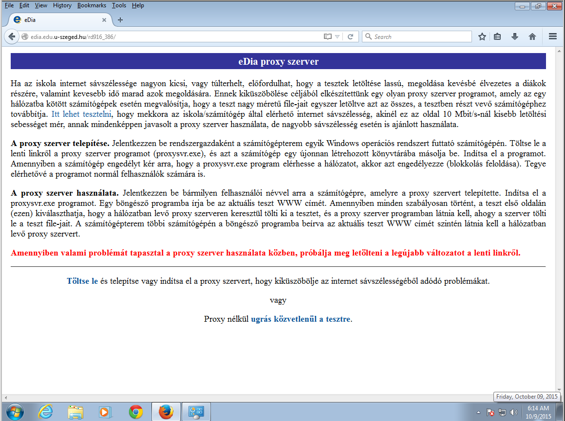 2. melléklet. A proxy használata A teszt előkészítése, a proxy elindítása pedagógus-informatikus számára 1.