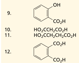 Karbonsavak elnevezése: o-hidroxibenzolkarbonsav (szalicilsav)