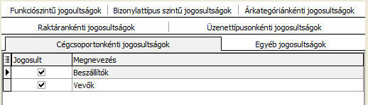 Üzenettípusonkénti jogosultságok Annak a beállítása, hogy adott felhasználói csoport tagjai milyen eseményekről kapjanak automatikus üzenetet.