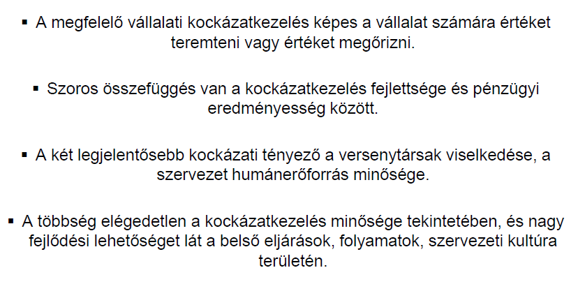 Kockázatkezelési gyakorlat felmérés(2014) Összefoglalva