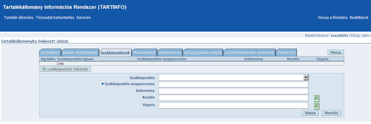 6. Ezt követően klikkeljen a Mentés gombra. 7. A módosított szakképesítés a megadott paraméterekkel megjelenik a szakképesítés listában. 6.2.