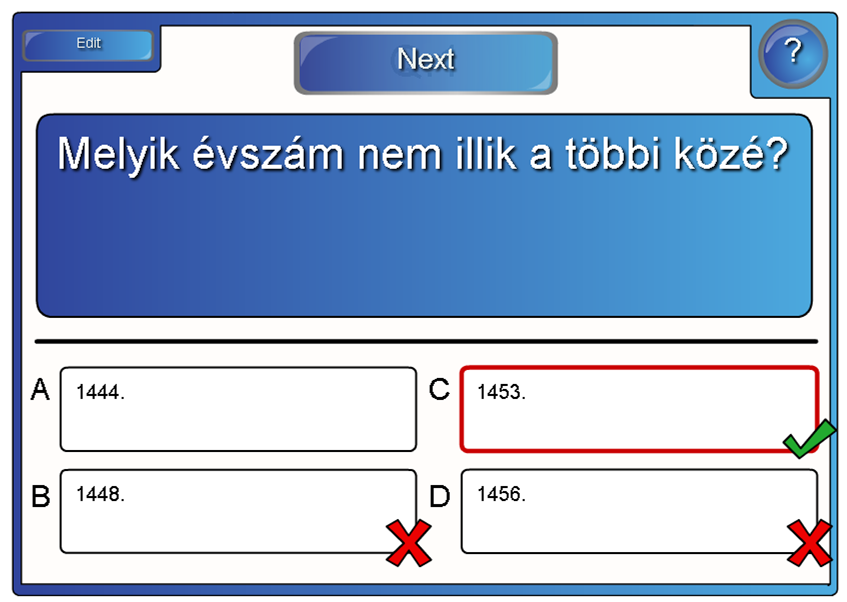 I. Ráhangolódás kvízjáték aktív táblán 1. feladat. Melyik évszám nem illik a többi közé?