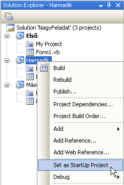 Megoldások (Solutions) alkalmazása A Visual Studio az összetett alkalmazások projektjeit megoldásokba (Solutions) rendezi. A projektek mappái a megoldás mappájában helyezkednek el.
