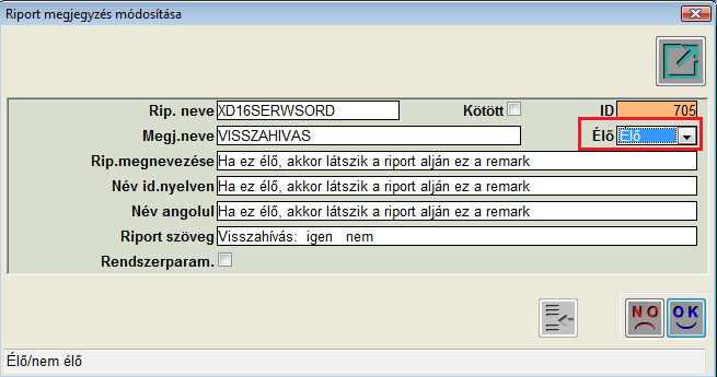 Megnyitást követően az ID705 sort kell megkeresni és szintén a ikonnal megnyitni.