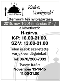 1 8 XXV. évfolyam 11. szám Csemő Község Önkormányzatának havilapja 2015.
