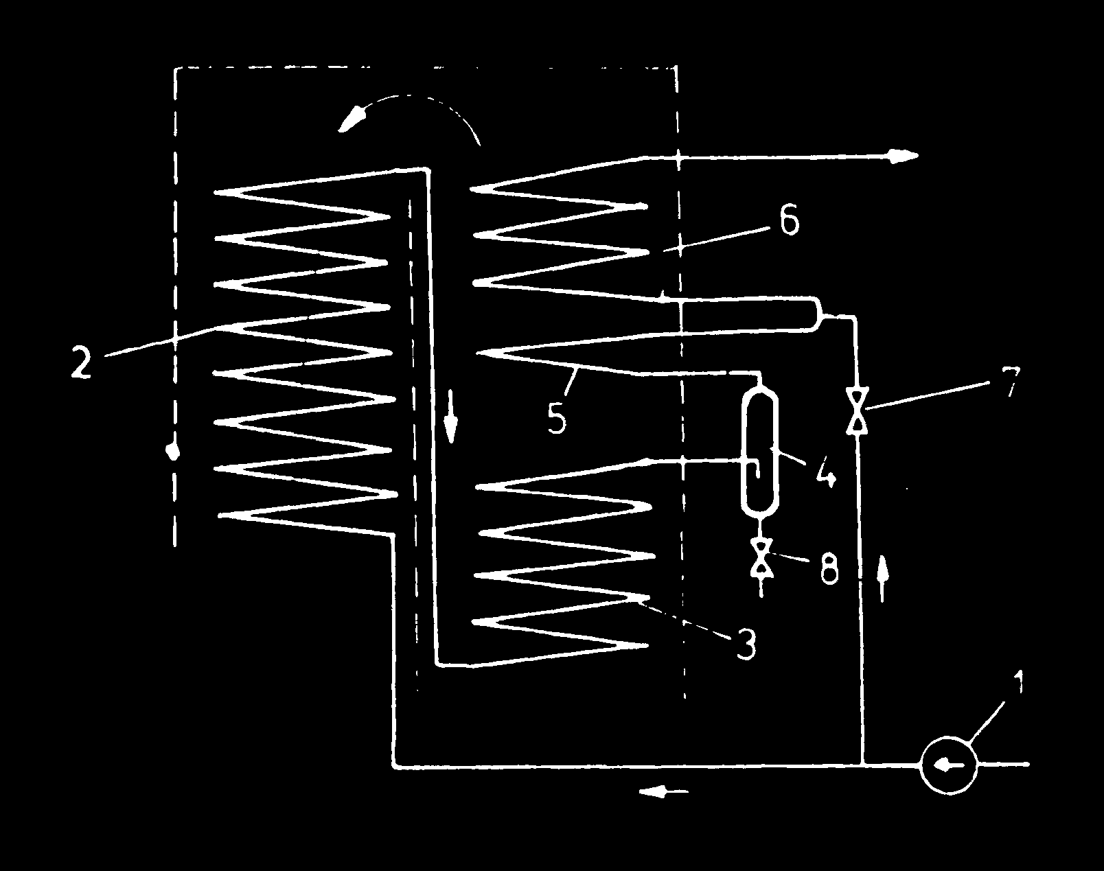 SULZER-KAZÁN 1 tápszivattyú, 2, 3 elgőzölögtetők, 4 sóleválasztó, 5